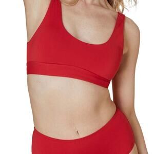 NWT Andie Swim Women's Ventura Bikini Top Cherry Red Size Small Padded Support